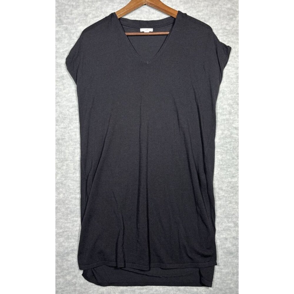 J Jill Black V Neck Tunic Lightweight Cap Sleeve‎ Beach Cover Up Size S